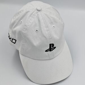 PlayStation White Baseball Cap Black Embroidered Logo w/ Metal Buckle Closure